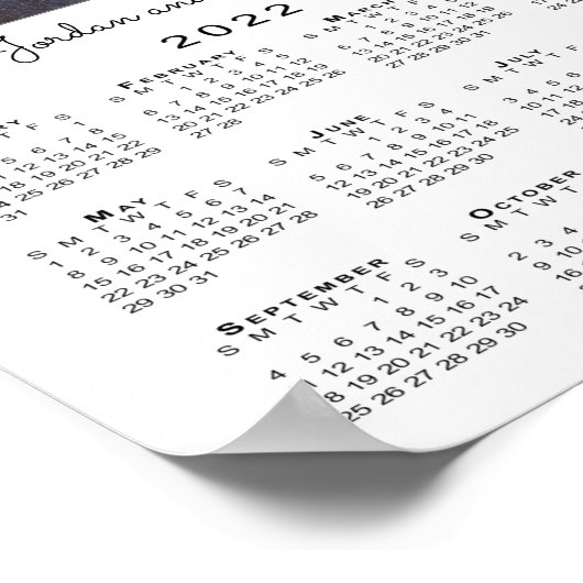 2022 Agenda met uw foto en naam op wit Poster (Hoek)