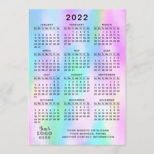 2022 Agenda, volledig jaar Faux-holografisch Programmakaart