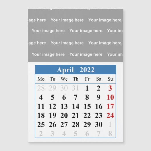 2022 April kalender Magnetische kaart (Voorkant)