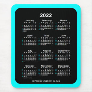 2022 Aqua Neon 52 weken agenda van Janz Muismat