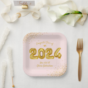 2022 Balloons, roze en goudstudiepartij Papieren Bordje