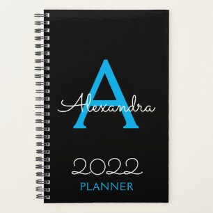 2022 Blauw zwart monogram legant Planner