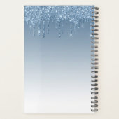 2022 Blauwe Glitter Druppels Glans Monogram Planner (Achterkant)