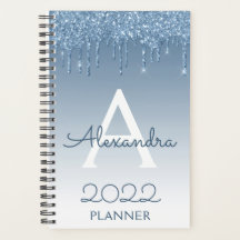 2022 Blauwe Glitter Druppels Glans Monogram