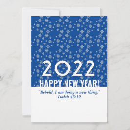 2022 Blauwe sneeuwvlokken Christelijk NIEUW JAAR Feestdagenkaart
