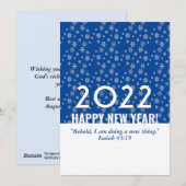2022 Blauwe sneeuwvlokken Christelijk NIEUW JAAR Feestdagenkaart (Voorkant / Achterkant)