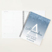 2022 Blue Glitter Drips Sparkle Monogram Planner (Display)