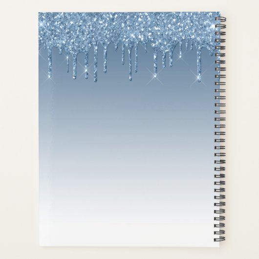 2022 Blue Glitter Drips Sparkle Monogram Planner (Achterkant)
