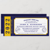 2022 Blue Gold Ticket Graduation Party (Uitnodigin Kaart (Voorkant / Achterkant)