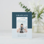 2022 Blue Modern Simple Typography Photo Afstudeer Aankondigingskaart (Staand voorkant)