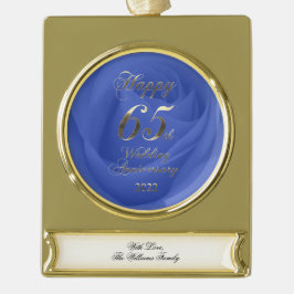 2022 Blue Sapphire Wedding 65th Jubileum Verguld Banner Ornament