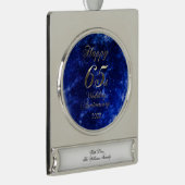 2022 Blue Sapphire Wedding 65th Jubileum Verzilverd Banner Ornament (Rechts)