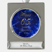 2022 Blue Sapphire Wedding 65th Jubileum Verzilverd Banner Ornament (Voorkant)