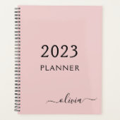 2022 Blush Pink Girly Script Monogram naam Modern Planner (Voorkant)