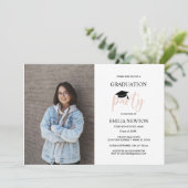 2022 Blush White Photo Graduation Party Kaart (Staand voorkant)