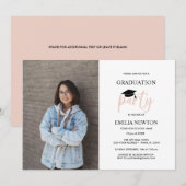 2022 Blush White Photo Graduation Party Kaart (Voorkant / Achterkant)