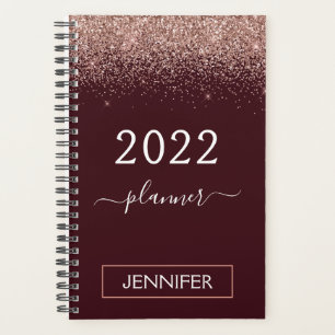 2022 Bourgondië Blush Roze Goud Glitter Planner