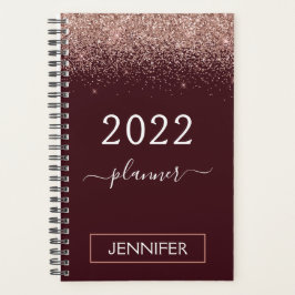 2022 Bourgondië Roze Goud Glitters Planner