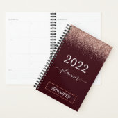 2022 Burgundy Blush Pink Rose Gold Glitter Planner (Display)