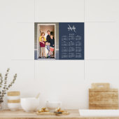 2022 Calendar Custom Photo Monogram Name Navy Blue Poster (Keuken)
