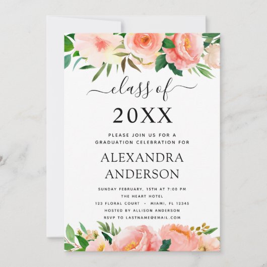 2022 Coral Peach Afstuderen Afstuderen Kaart (Voorkant)
