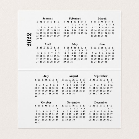 2022 Creëer Uw eigen aangepaste agenda Visitekaartje (Binnenkant ongevouwen)