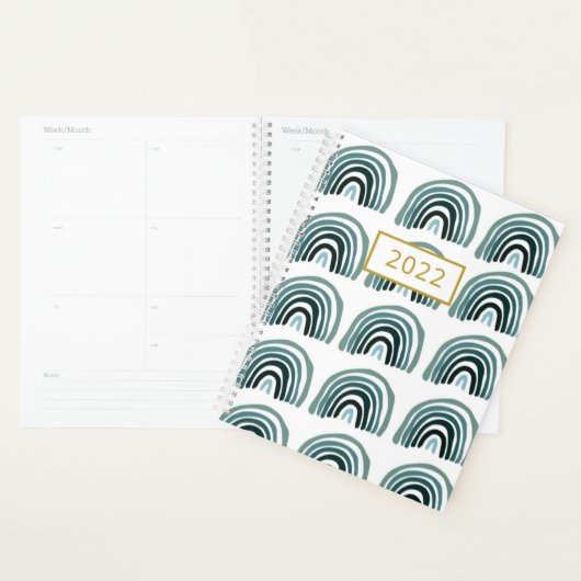 2022 Daily Planner Moderne Minimalistische Regenbo (Display)