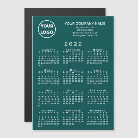 2022 de Bedrijfs van de Kalender Tekst Blauwgroen (Voorkant / Achterkant)