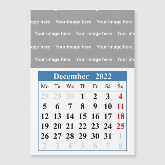 2022 december kalender Magnetische kaart (Voorkant)