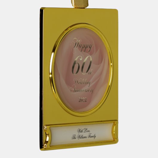 2022 Diamond Wedding 60th Jubileum Verguld Banner Ornament (Rechts)