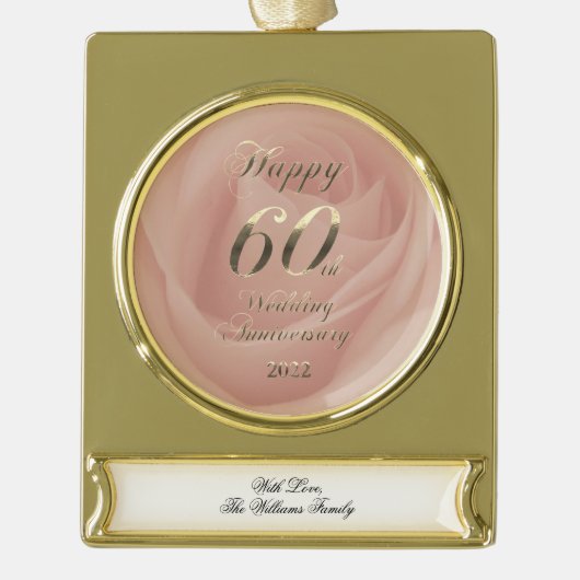 2022 Diamond Wedding 60th Jubileum Verguld Banner Ornament (Voorkant)