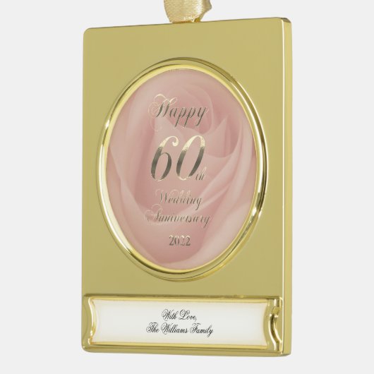 2022 Diamond Wedding 60th Jubileum Verguld Banner Ornament (Links)