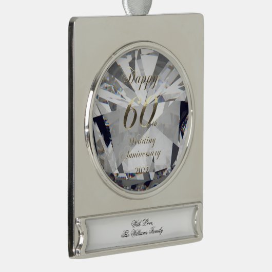 2022 Diamond Wedding 60th Jubileum Verzilverd Banner Ornament (Rechts)