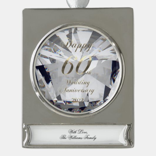 2022 Diamond Wedding 60th Jubileum Verzilverd Banner Ornament (Voorkant)