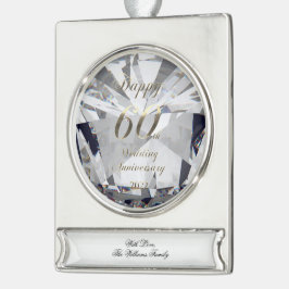 2022 Diamond Wedding 60th Jubileum Verzilverd Banner Ornament