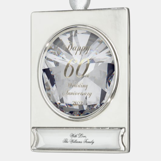 2022 Diamond Wedding 60th Jubileum Verzilverd Banner Ornament (Links)