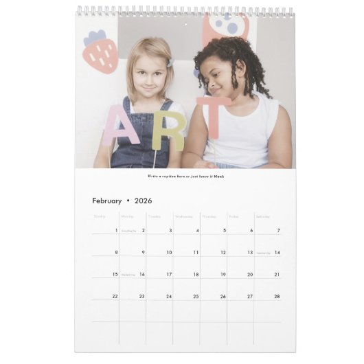 2022 eenvoudige, moderne, trendy familiefoto colla kalender (Feb 2026)