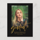 2022 Elegant Gold Black Script-Afstuderen voor fot Uitnodiging Briefkaart (Voorkant)
