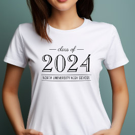 2022 Elegant zwart-wit, aangepast Afstuderen T-shirt