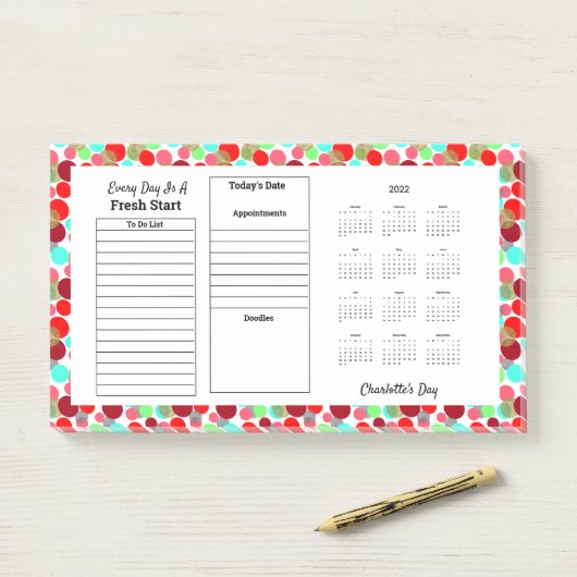 2022 Elke dag is een nieuwe persoonlijke start Post-it® Notes (Op bureau)