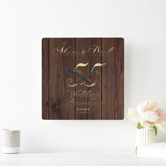 2022 Emerald Wedding 55th Jubileum Parents Vierkante Klok (Huis)