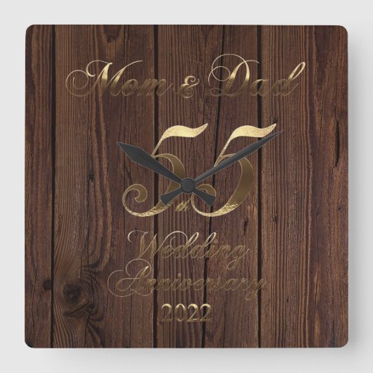 2022 Emerald Wedding 55th Jubileum Parents Vierkante Klok (Voorkant)