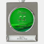 2022 Emerald Wedding 55th Jubileum Verzilverd Banner Ornament (Voorkant)