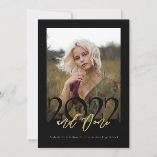 2022 en klaar Afstuderen met foto zwart Kaart (Voorkant)
