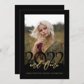 2022 en klaar Afstuderen met foto zwart Kaart (Voorkant / Achterkant)