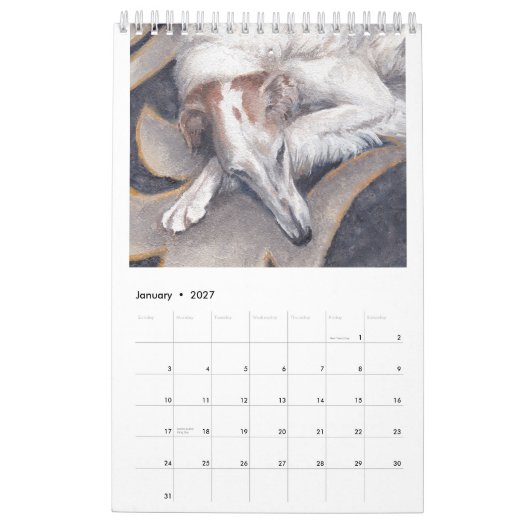 2022 Enkelvoudige pagina Borzoi Art Calendar door Kalender (Jan 2027)