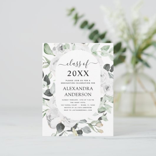 2022 Eucalyptus Afstuderen Floral Rozen Greenery I Briefkaart (Staand voorkant)