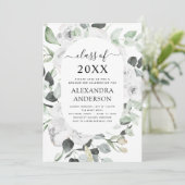 2022 Eucalyptus Afstuderen Floral Rozen Greenery Kaart (Staand voorkant)