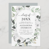 2022 Eucalyptus Afstuderen Floral Rozen Greenery Kaart (Voorkant / Achterkant)