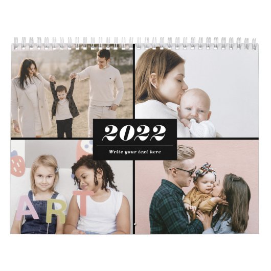 2022 Familie Foto Collage Modern Simple Elegant Kalender (Hoes)